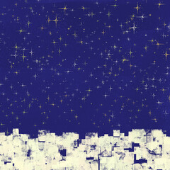 星空と抽象的な街のイラスト