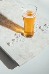 Beer. Glass of cold beer with water drops.