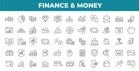 Fototapeta na wymiar Finance and money Thin Line Icon
