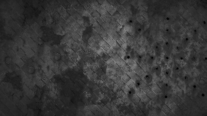 Abstract black gray grey dark spotty dirty grunge weathered old aged metal steel cubes blocks wall texture - 3D rendering background