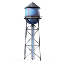 Water tower. Industrial construction 3d render