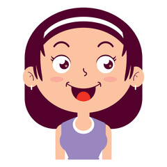 girl happy face cartoon cute