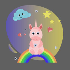 unicorn on the rainbow.vector illustration