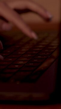 A close-up of typing on the keyboard
