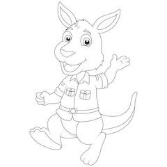 funny kangaroo coloring page for kids