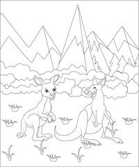 funny kangaroo coloring page for kids