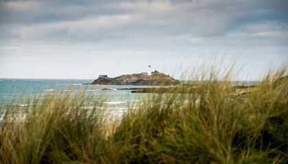 A view of a lighthouse at Godrevy, England, UK October 2017