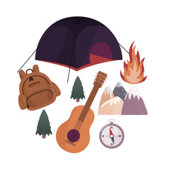 stylish vector illustrations of camping elements