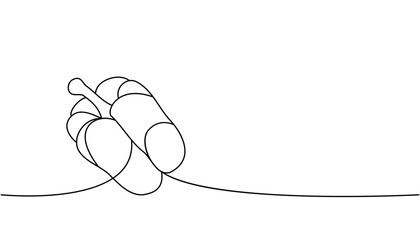 Bell pepper one line continuous drawing. Sweet paprika continuous one line illustration. Vector minimalist linear illustration