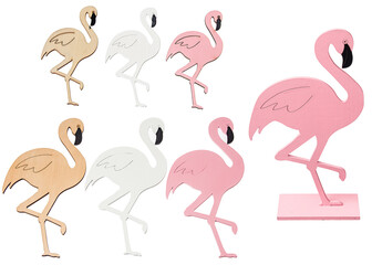wooden flamingo