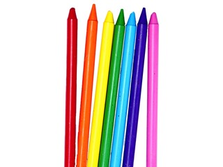colored pencils isolated on white background, rainbow.