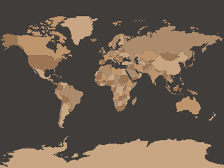 Fototapeta na wymiar Simplified blank smooth border World map