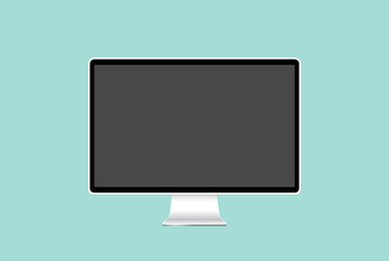 Desktop Monitor Realistic Metallic Screen Isolated Computer Icon Illustration Modern Device
