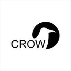 Crow with circle shape logo design. minimalism vector art