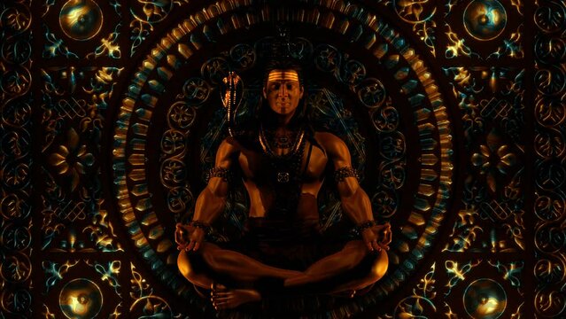 Rotating Color changing Background  Gold Indian Shiva Spiritual Religion 3D Vj Art 4K Deity Mahadev Animation Abstract Texture 