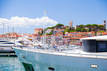 Cannes marina view on a sunny summer day, France