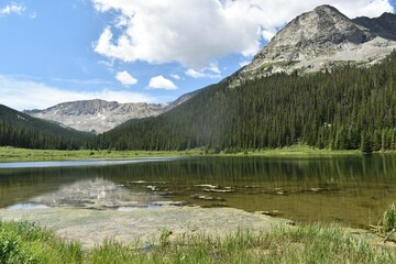 Reflections on an alpine lake