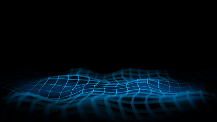 Abstract wireframe shape on black background. 3d illustration.