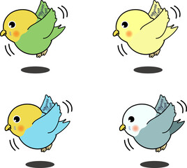 飛ぶ横から見たかわいいセキセイインコ