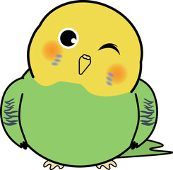 ウインクするかわいいセキセイインコ