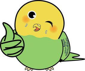 グッドポーズするかわいいセキセイインコ