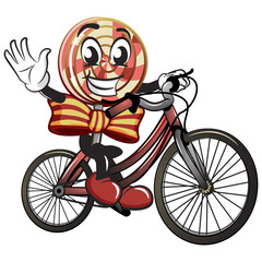 vector illustration of a vintage cartoon lollipop ride bicycle