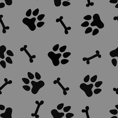Naklejka na ściany i meble Animals seamless dogs footprints and bones pattern for clothes print and kids and fabrics and wrapping