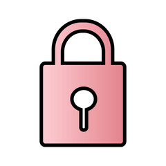Multimedia web icon pink fill and black stroke lock icon