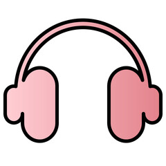 Multimedia web icon pink fill and black stroke head phone or lessening, music icon