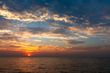 Beautiful sunset above the sea, gulf of Thailand.