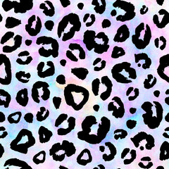 Leopard colorful watercolor seamless background
