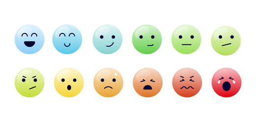 Smiley face expression - Set of mood symbols with faces showing different expressions. Vector illustration