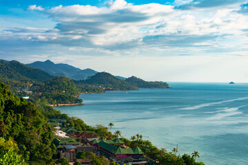 Heavenly aerial landscape and seascape view at Koh Chang, Thailand