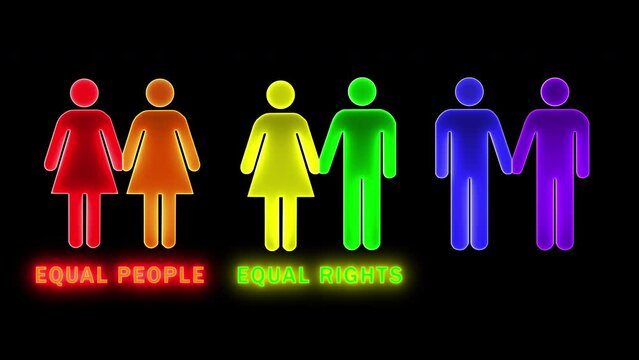 lgbt concept.Rainbow flag with different types of loving couples.Lgbt pride flag or gay pride flag .Flag symbol of freedom, peace, and equality. Lesbian, gay, bisexual, transgender, and queer Lgbtq.
