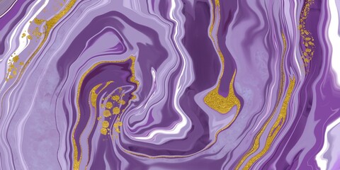 Purple with Gold Alcohol Ink Art