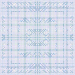 Delicate and fresh geometric pattern for a modern square rug in light blue and grey colours.