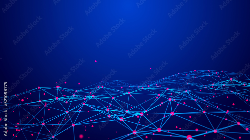 Poster data exchange. 3d mesh with connecting points and lines. abstract technology background. 3d renderin