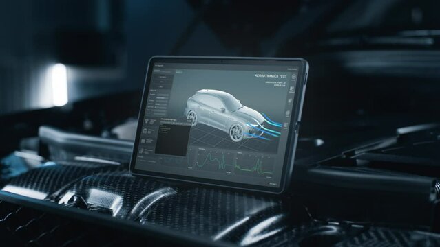 Interface application for research and testing of the aerodynamic parameters of the car body on the screen of a digital tablet computer, that stands on the car engine.