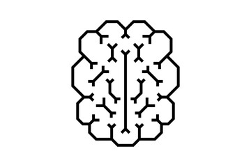 Fototapeta premium Artificial Intelligence microchip digital graphic brain. AI chip board circuit line icon. Neural networks processor line symbol. CPU center computer system sign. Futuristic data technology. Vector eps