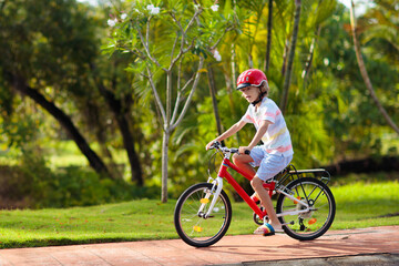 Fototapeta premium Kids on bike. Child on bicycle. Kid cycling.