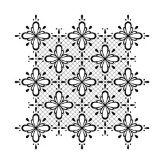 Fototapeta premium Black lace ornate element isolated on white background. Best for textile, print, wrapping paper, package and home decoration.