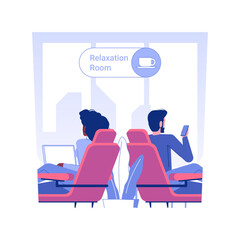 Relaxation room isolated concept vector illustration. Group of colleagues relax in special room in office, corporate business, modern and comfortable zone for employees vector concept.