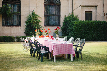 Travel in Italy. Back view of beautiful view of Castle Italy.