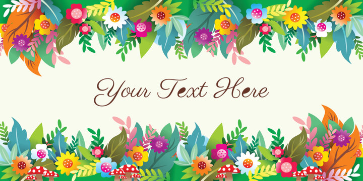 Flower frame vector for greeting template
