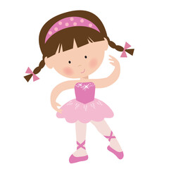 Cute little ballerina girl vector cartoon illustration