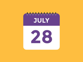 july 28 calendar reminder. 28th july daily calendar icon template. Vector illustration 
