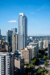 Vancouver, British Columbia - July 24, 2022: Beautiful condominium towers in downtown Vancouver.