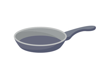 Kitchen tool icon. Sticker with utensils or equipment for cooking food. Metal or ceramic frying pan. Meal preparation. Element for print. Cartoon flat vector illustration isolated on white background