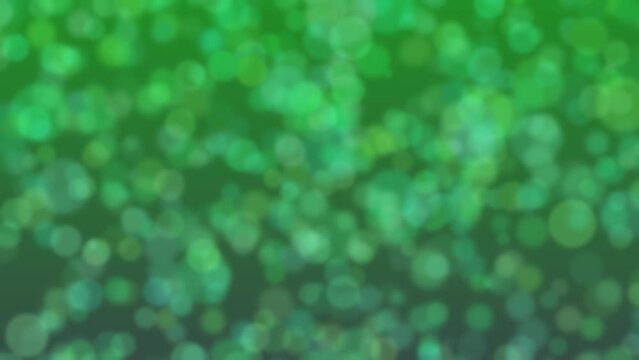 Motion graphics. forest green abstract defocused background, circle shape bokeh spots