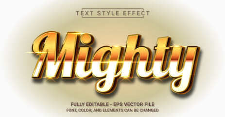 Mighty Gold Text Style Effect. Editable Graphic Text Template.